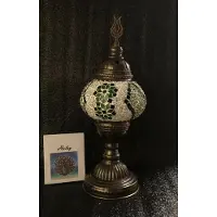 Halay Lampe mosaïque turque faite main, verte et blanche – Lampe de table orientale, veilleuse, 100 % unique et sûre