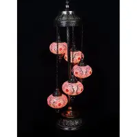 Halay Lampadaire mosaïque turc fait main en rose avec 5 ampoules – Lampe orientale marocaine pour créer une ambiance chaleureuse