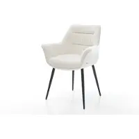 DELIFE Chaise-de-salle-à-manger Kaira-Flex bouclé doux beige 4 pieds coniques noir