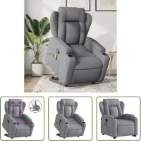 The Living Store Fauteuil de massage avec releveur Gris clair Tissu