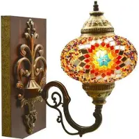 Halay Applique murale turque faite main aux couleurs vives – lampe orientale en mosaïque de Marrakech, 18 x 30 cm