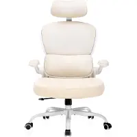COMHOMA Chaise de bureau ergonomique, chaise de bureau avec appui-tête 3D soutien lombaire, conception de crochet à vêtements intégré, accoudoir rabattable, 150KG
