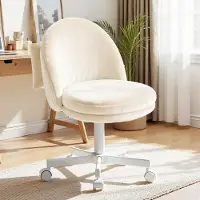 COMHOMA Chaise Homeoffice, chaise de maquillage, chaise de bureau sans accoudoirs, chaise pivotante avec soutien dorsal, chaise de bureau confortable sur roulettes, réglable en hauteur