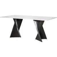 FURNLUX Table de salle à manger Modig Marbre Blanc Et Graphite 180cm / Couleur principale : Blanc / Dimensions : 180 x 75 x 90 cm