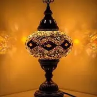 Halay Lampe de table Mozaïek - Lampe de chevet orientale faite main - Éclairage d'ambiance marocain - Ø 13 cm - Hauteur 34 cm - E14