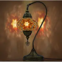 Halay Lampe de table Mozaiek Zwanenhals, veilleuse artisanale, lampe Tiffany turco-arabe pour chambre à coucher et salon, idée cadeau