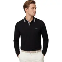 BOSS Plisy 10266738 Green Long Sleeve Polo Noir L Homme