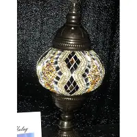 Halay Lampe d'ambiance turque faite main, dorée, avec mosaïque argentée, pour une touche orientale