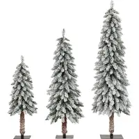 Northix Ensemble d'arbres de Noël artificiels avec lumières et neige, 3 tailles