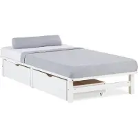Homestyle4u - 2287 - Lit en palette blanc 90x200 cm avec 2 tiroirs sommier à lattes