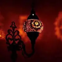 Halay Applique murale orientale – Lampe mosaïque faite main en Turquie – Ø 15 cm, hauteur 28 cm, LED E14 incluse