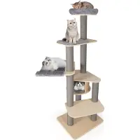 Northix Tour pour chat à plusieurs niveaux avec hamac, 197 cm, gris