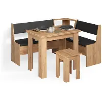 Livinity Groupe de banquettes d'angle Tiberio Chêne de force doré 150x120cm avec table, Model 58774