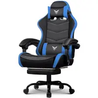 GTPLAYER Chaise gaming Chaise de bureau Chaise gaming ergonomique avec repose-pieds, appui-tête et soutien lombaire réglables, fauteuil gaming, bleu