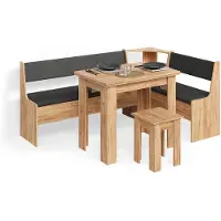 Livinity Groupe de banquettes d'angle Tiberio Chêne de force doré 180x120cm avec table, Model 58731