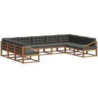 vidaXL Ensemble de salon de jardin 9 pièces, couleurs : naturel et anthracite