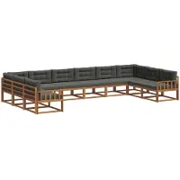 vidaXL Ensemble de canapés d'extérieur avec coussins 10 pièces Nature et Anthracite