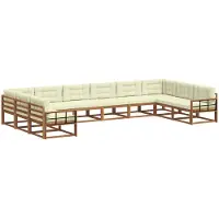 vidaXL Ensemble de canapés d'extérieur avec coussins 10 pièces Nature et Crème