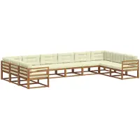 vidaXL Ensemble de salon de jardin, 10 pièces, couleurs naturelles et crème