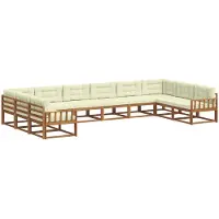 vidaXL Ensemble de canapés d'extérieur avec coussins 10 pièces Nature et Crème