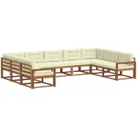 vidaXL Ensemble de salon de jardin 9 pièces, couleurs naturelles et crème