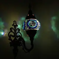 Halay Applique murale orientale – Lampe mosaïque faite main en Turquie – Ø 15 cm, hauteur 28 cm – Authentique et colorée