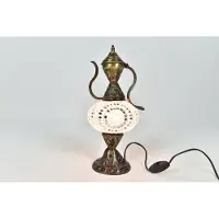 Halay Lampe de table Ibrik turque faite main, lampe d'ambiance rose oriental en forme de carafe