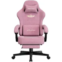 GTPLAYER Chaise de jeu Fauteuil de jeu ergonomique Chaise de bureau avec surface en tissu Coussin d'assise à ressorts, accoudoirs connectés, avec repose-pieds