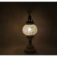 Halay Lampe mosaïque turque - Lampe de table blanche - Lampe marocaine - Fabriquée à la main - Hauteur 42 cm - Ø 12 cm