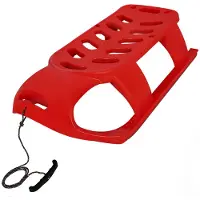 KOTARBAU Luge Enfant Plastique Rouge Traineau Enfant Luge à Neige Traineau a Neige avec Patins Métal et Corde de Traction Robuste et Stable