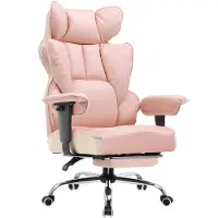 COMHOMA Chaise de jeu, chaise de bureau ergonomique, chaise de bureau avec accoudoirs réglables, soutien lombaire à ressorts ensachés 150 kg, rose