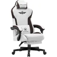 GTPLAYER Chaise de jeu , Chaise de jeu ergonomique en tissu avec soutien lombaire, Chaise PC avec dossier élargi, supporte jusqu'à 150 kg, marron
