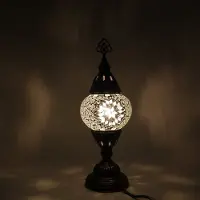 Halay Lampe mosaïque turque - Lampe de table artisanale - Lampe orientale marocaine - Ø 12 cm, hauteur 30 cm - Colorée et unique