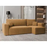 Idohome Canapé d'angle, canapé d'angle avec fonction sommeil - montage universel à droite/à gauche - Canapé-lit moderne & ensemble de canapés couleur : jaune moutarde Paris Poso 01