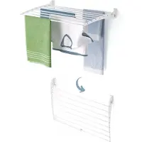 Foxydry Séchoir à linge mural pour balcon et terrasse, peu encombrant - Fold Down 80 cm blanc