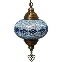 Halay Suspension Oosterse Mozaïek bleue - Lampe turque faite main avec douille E-14 et design unique