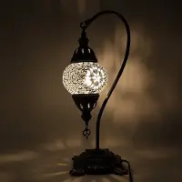 Halay Lampe mosaïque turque - Lampe de table artisanale avec col de cygne - Ø 12 cm, hauteur 43 cm - Authentique et colorée