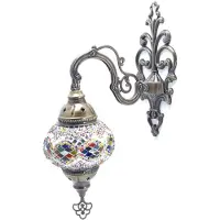 Halay Applique murale orientale – Lampe mosaïque faite main en Turquie – Ø 15 cm, hauteur 28 cm, LED E14 incluse