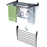 Foxydry Séchoir à linge mural pliable et stable, idéal pour les petits ménages - Fold Down 80 cm noir
