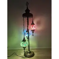 Halay Lampadaire turc fait main avec 3 boules en verre mosaïque colorées, hauteur 100 cm, douille E-14, design unique