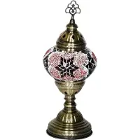 Halay Lampe de table mosaïque orientale rouge 30 cm de haut, diamètre 13,5 cm, douille E14, fabriquée à la main en cuivre
