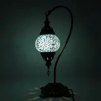 Halay Lampe mosaïque turque - Lampe de table artisanale avec col de cygne - Ø 12 cm, hauteur 43 cm - Authentique et colorée