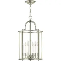 HINKLEY Lustre Gentry en nickel poli, 6 x E14 x 60 W, métal, dimensions : 64 x 35 x 35 cm, IP20,