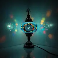 Halay Lampe de table Mozaïek - Lampe turque faite main - Lampe décorative marocaine - Ø 19 cm, hauteur 34 cm - LED E14 incluse