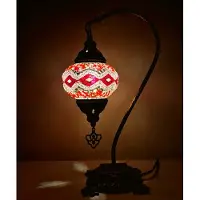 Halay Lampe de table turque avec boule en mosaïque multicolore de 12 cm – Lampe orientale pour un éclairage d'ambiance