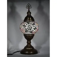 Halay Lampe de table turque avec boule en mosaïque multicolore de 13 cm – Lampe orientale pour un éclairage d'ambiance