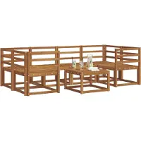 vidaXL Ensemble de salon de jardin 7 pièces en bois d'acacia massif, finition naturelle