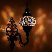 Halay Applique murale orientale – Lampe mosaïque artisanale fabriquée en Turquie – Ø 15 cm, hauteur 28 cm, LED E14