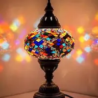 Halay Lampe de table turque avec verre mosaïque coloré de 13 cm - Lampe orientale pour un éclairage d'ambiance