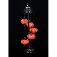 Halay Lampadaire mosaïque turque - Lampe marocaine faite main avec 5 boules orange - Authentique et unique